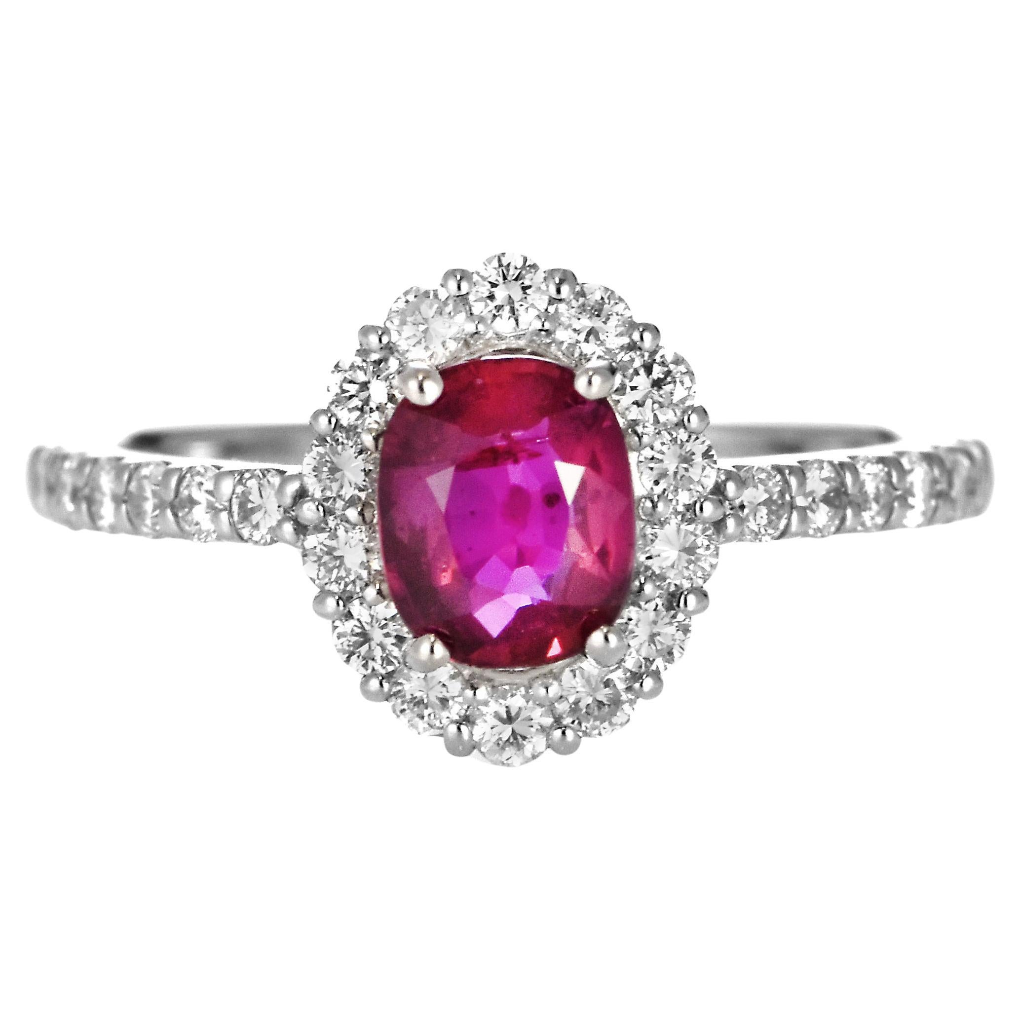 AIGS Certified 1.03 Carat Natural No Heat (Untreated) Ruby Ring made in Platinum For Sale