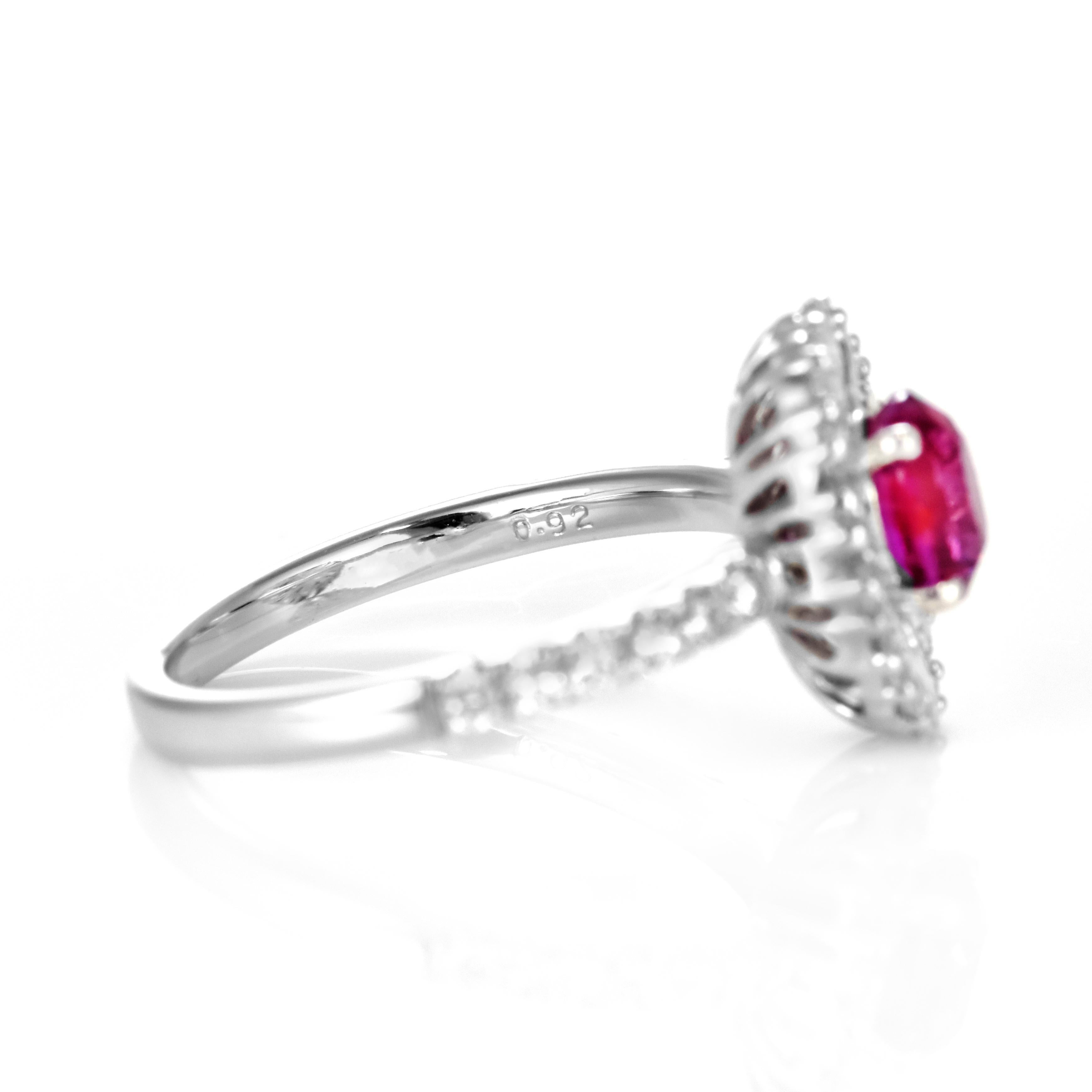 AIGS-zertifizierter 1,03 Karat natürlicher, unerhitzter Rubin & Diamant-Ring aus 18K Gold im Angebot 5