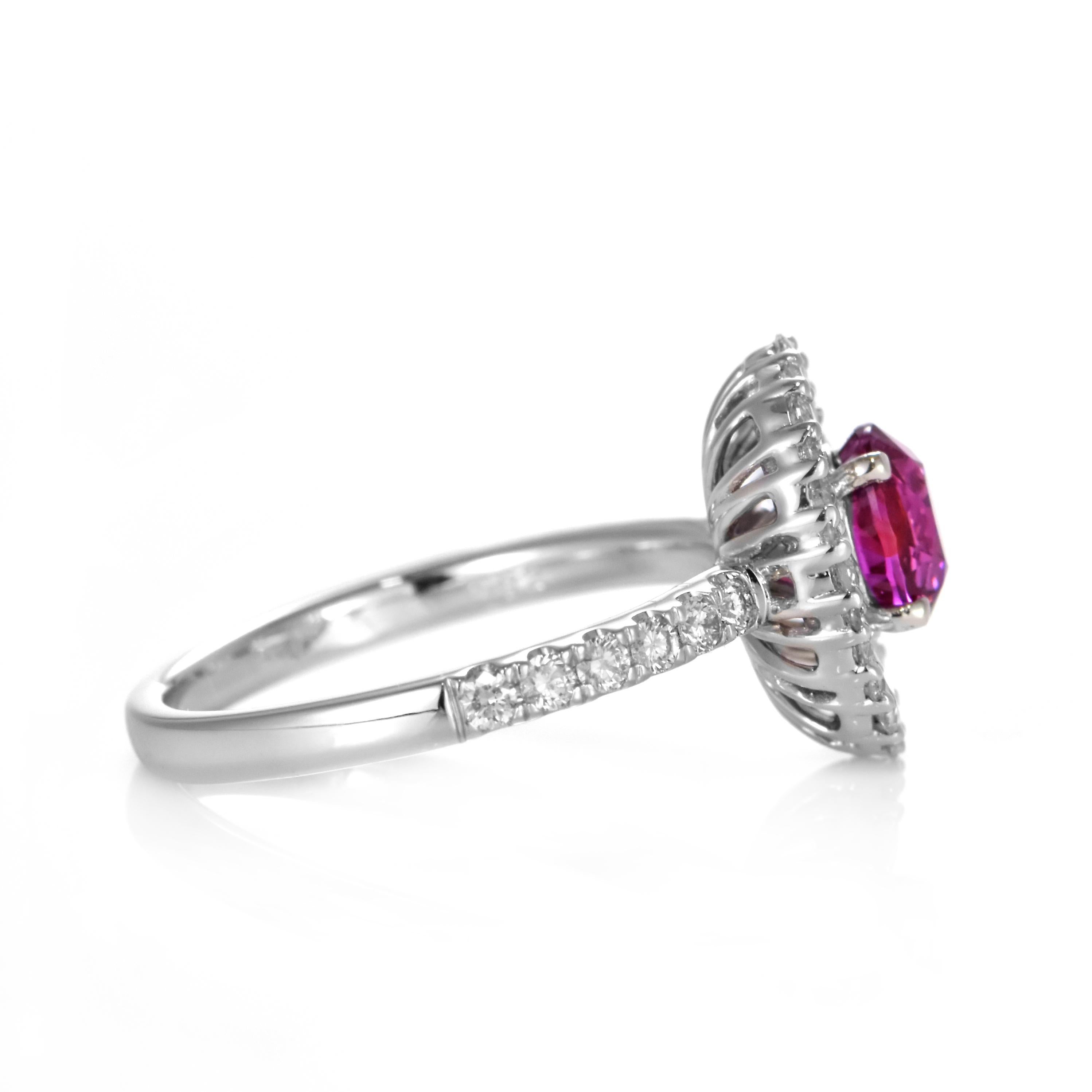 AIGS-zertifizierter 1,03 Karat natürlicher, unerhitzter Rubin & Diamant-Ring aus 18K Gold im Angebot 7