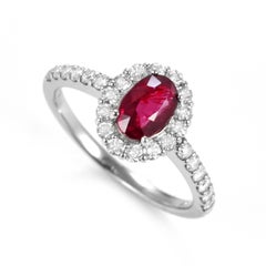 AIGS Certified 1.12 Carat Natural No Heat, Vivid Red Ruby Ring made in Platinum