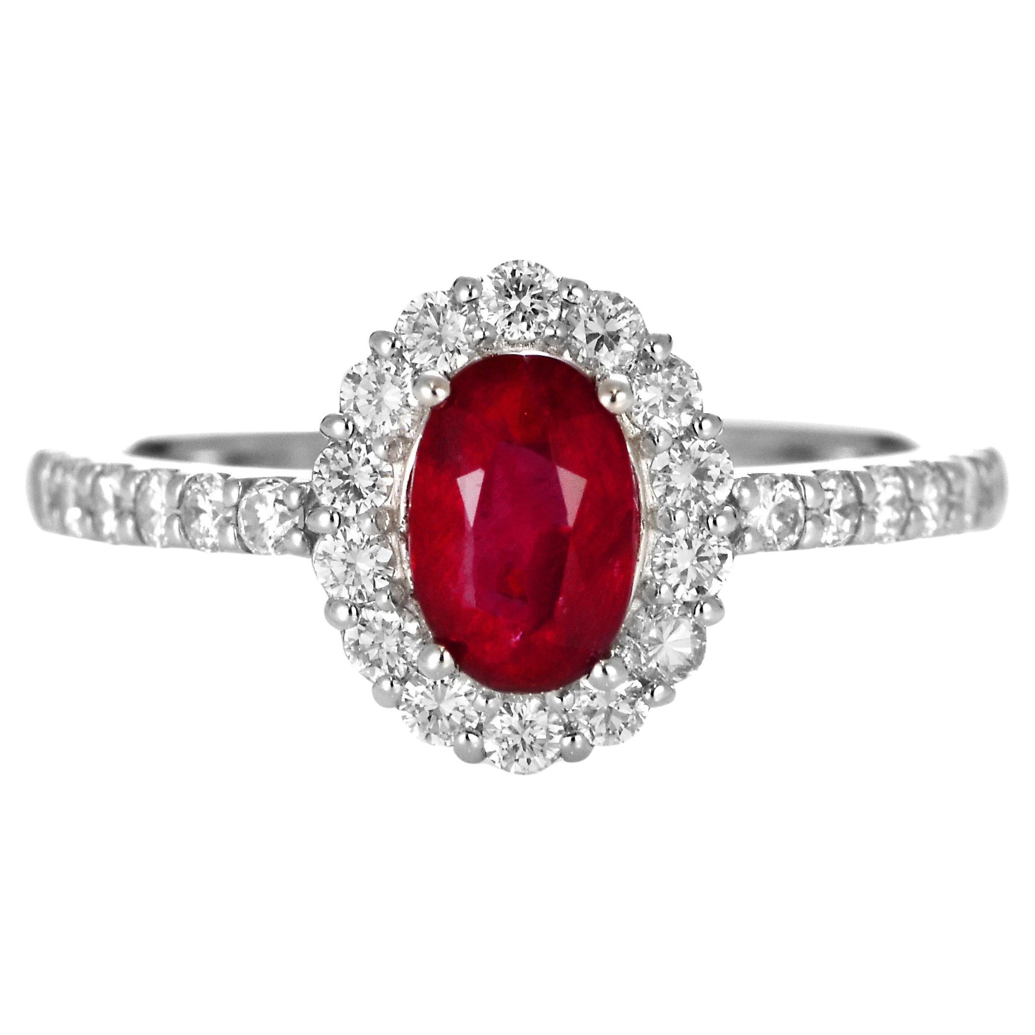 AIGS Certified 1.12 Carat Natural No Heat, Vivid Red Ruby Ring made in Platinum