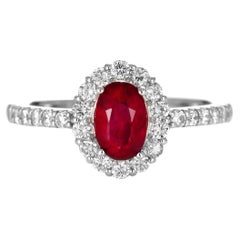 AIGS Certified 1.12 Carat Natural No Heat, Vivid Red Ruby Ring made in Platinum (bague en platine)