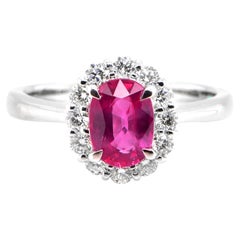 AIGS Certified 1.17 Carat Untreated Ruby and Diamond Ring Made in Platinum