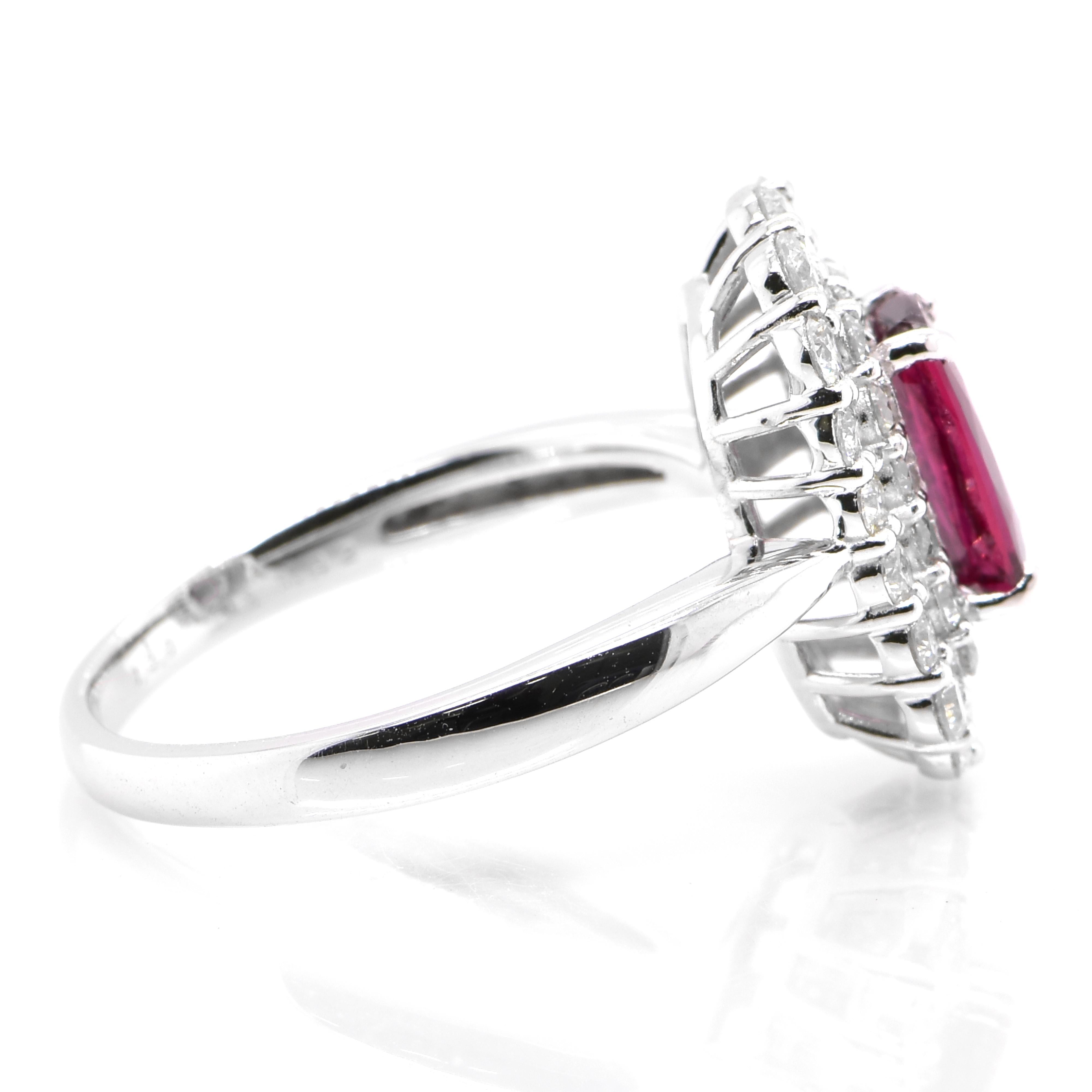 AIGS Certified 1.20 Carat Untreated Ruby &Diamond Cocktail Ring Made in Platinum In New Condition For Sale In Tokyo, JP