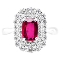 AIGS Certified 1.20 Carat Untreated Ruby &Diamond Cocktail Ring Made in Platinum
