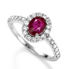 AIGS Certified 1.23 Carat Untreated, Pigeon's Blood Ruby Ring Made in Platinum