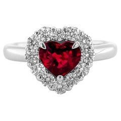 AIGS Certified 1.25 Carats "Pigeon Blood" Ruby Diamonds set in Platinum Ring
