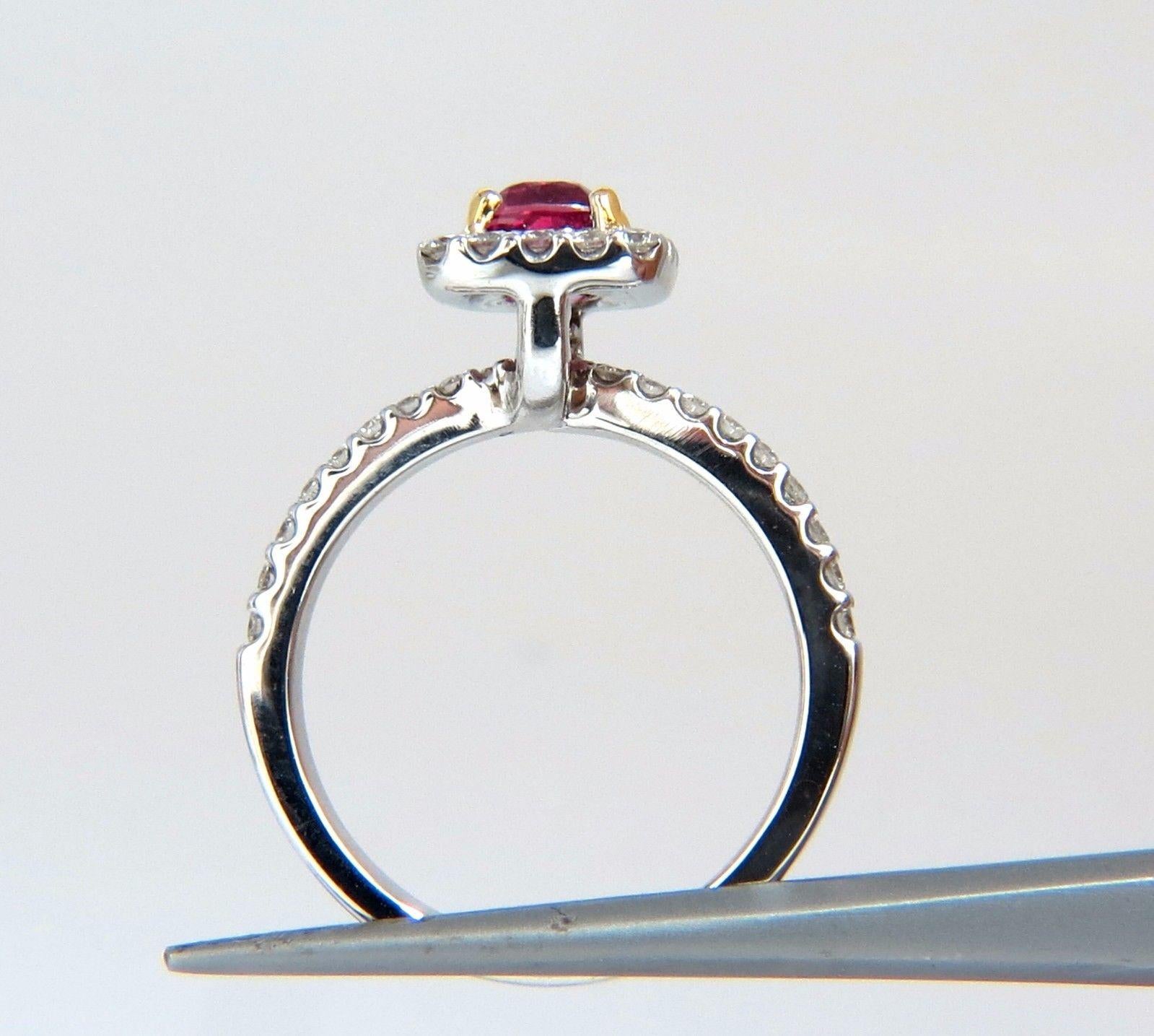 Cushion Cut AIGS Certified 1.45ct natural no heat pink red ruby diamond ring 18kt unheated For Sale