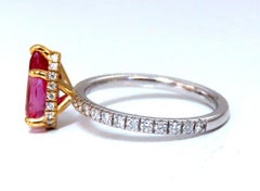 AIGS Certified 1.45ct No Heat Ruby Ring 14kt Raised Mod Deck*