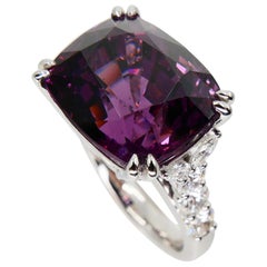 AIGS Certified 15.22 Carat Natural Spinel & Diamond Cocktail Ring, Burma No Heat