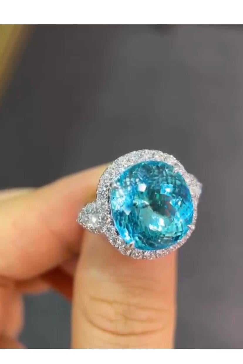 Anello da cocktail con tormalina Paraiba certificata CGRL da 15,70 carati In condizioni Nuovo in vendita a Massafra, IT