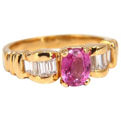 AIGS Certified 1.65 Carat Natural No Heat Pink Sapphire Diamonds Ring Unheated