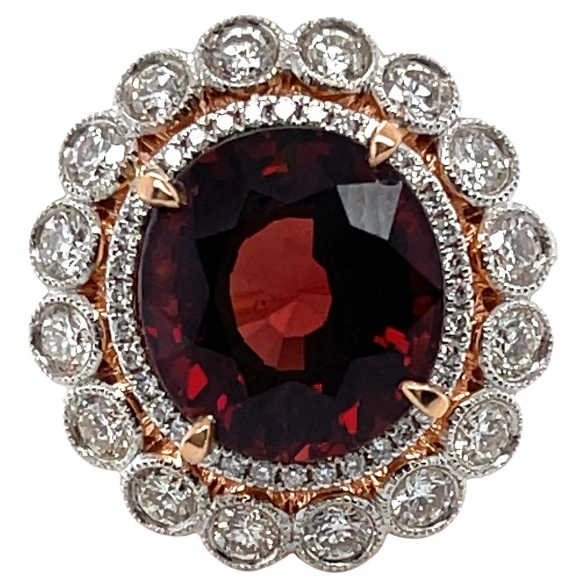 'AIGS CERTIFIED' 18CT Rose Gold Spinel and Diamond Ring For Sale