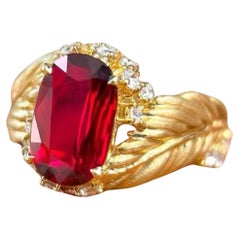 AIGS Certified 2.01ct Unheated Vivid Pigeon Blood Ruby Bague en or 18K