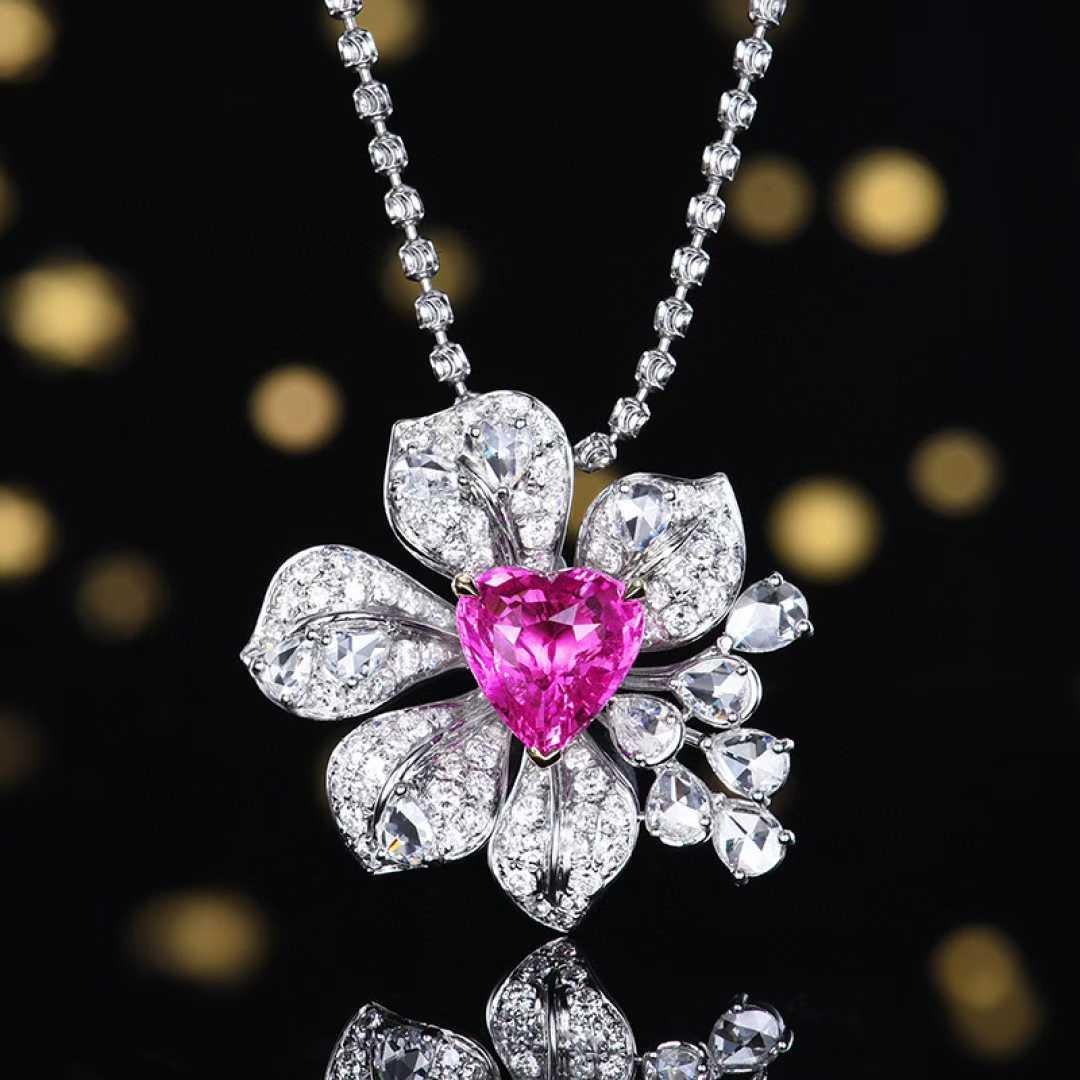 En vente :  Bague de cocktail en saphir rose naturel et diamant certifié AIGS de 2,00 carats en 18K 5