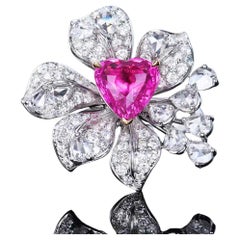 Bague de cocktail en saphir rose naturel et diamant certifié AIGS de 2,00 carats en 18K