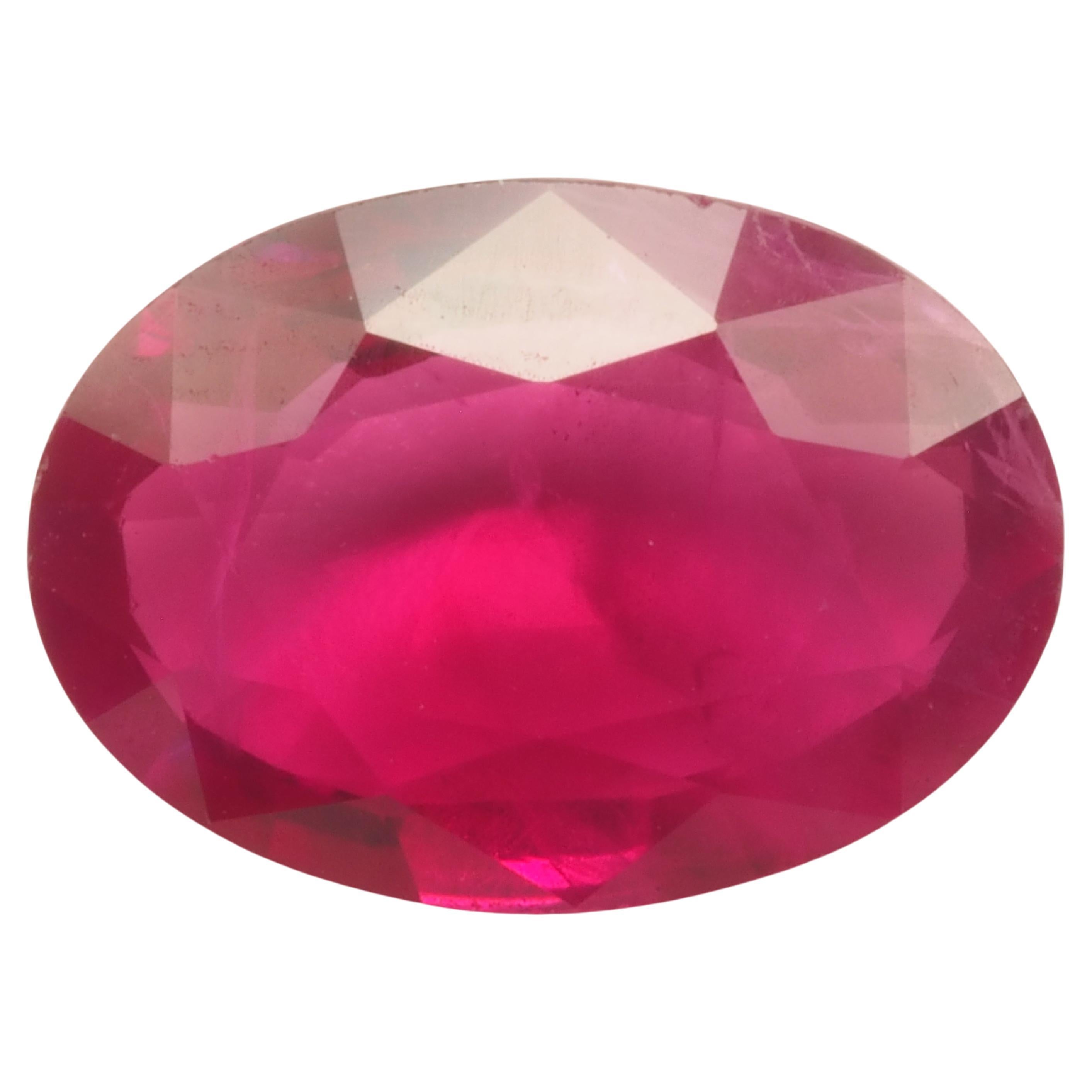 AIGS Certified 2.05ct Pinkish-Red Oval Ruby, 9.55x6.78x3.39 mm For Sale