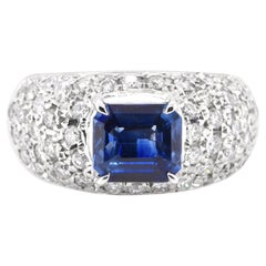 AIGS Certified 2.09 Carat Natural Cornflower Blue Sapphire Ring Set in Platinum