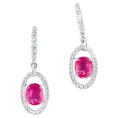 AIGS zertifizierte 2,10 CT Padparadscha Saphir-Ohrringe mit Diamanten