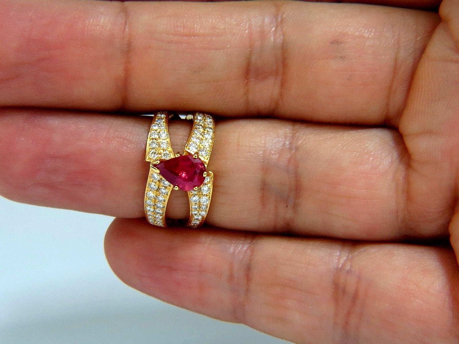 AIGS Certified 2.16ct Natural No Heat Ruby Diamonds ring 14kt SPlit Shank In New Condition For Sale In New York, NY
