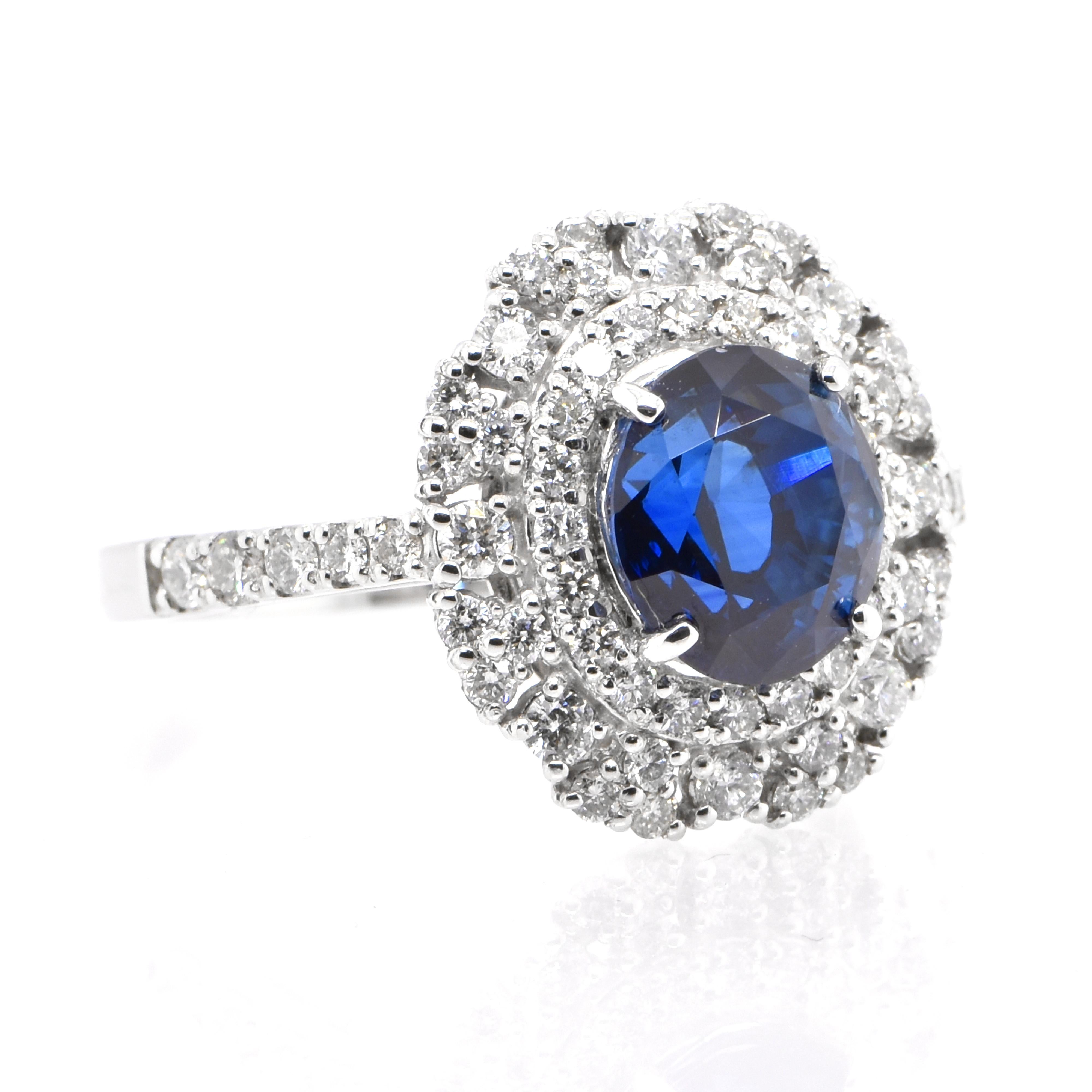 AIGS zertifizierter 2,32 Karat natürlicher, königsblauer Saphir-Ring aus Platin (Moderne) im Angebot