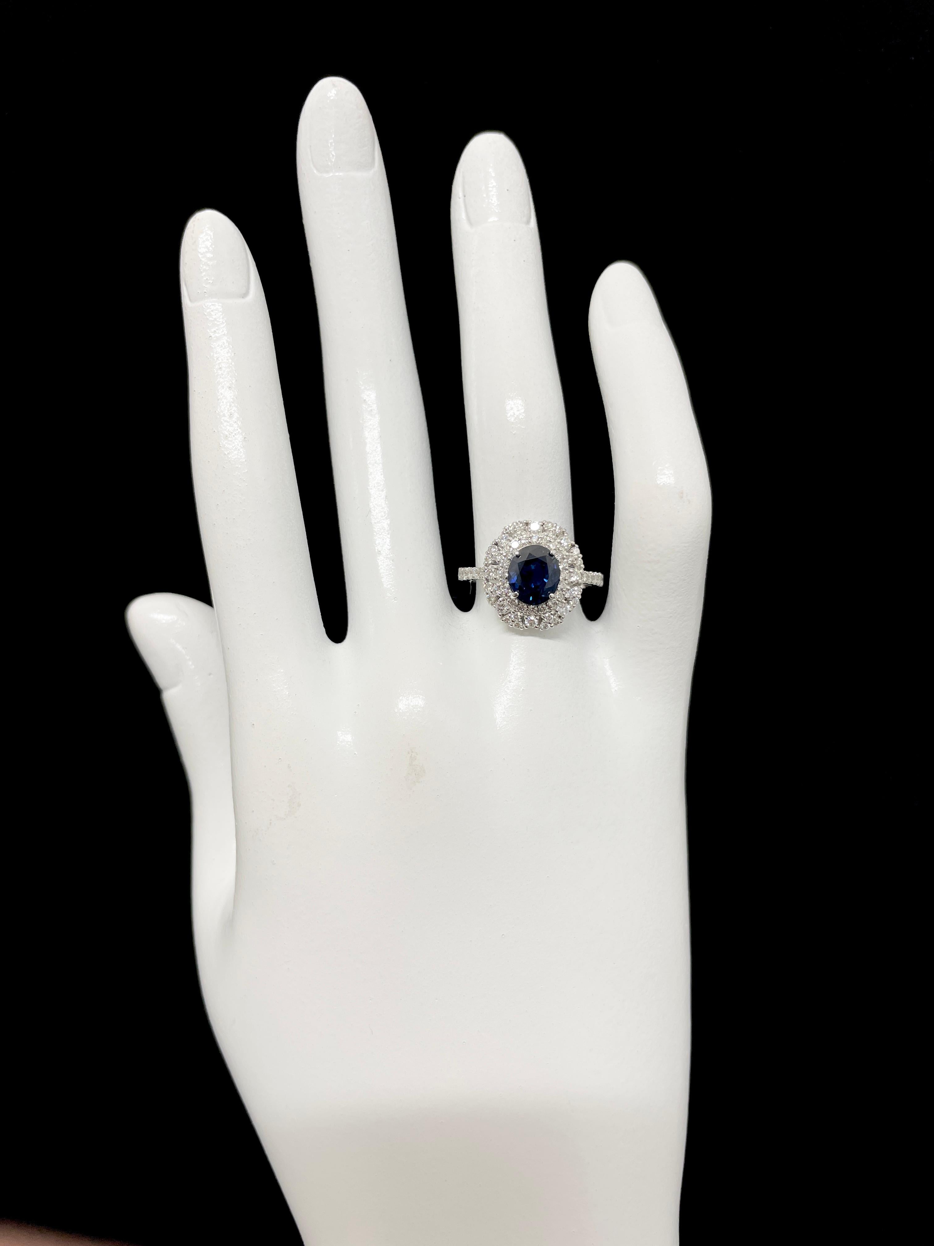 AIGS zertifizierter 2,32 Karat natürlicher, königsblauer Saphir-Ring aus Platin im Angebot 1