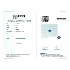 Natural Blue Sapphire Stone 3.71 cts in 14KWG Ring with Diamonds / AIGS Report