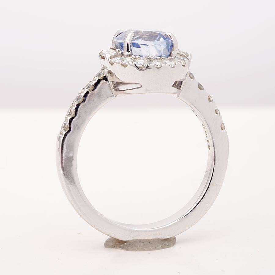 Mixed Cut AIGS Certified 3.71 Carats Blue Sapphire Diamonds set in 14K White Gold Ring