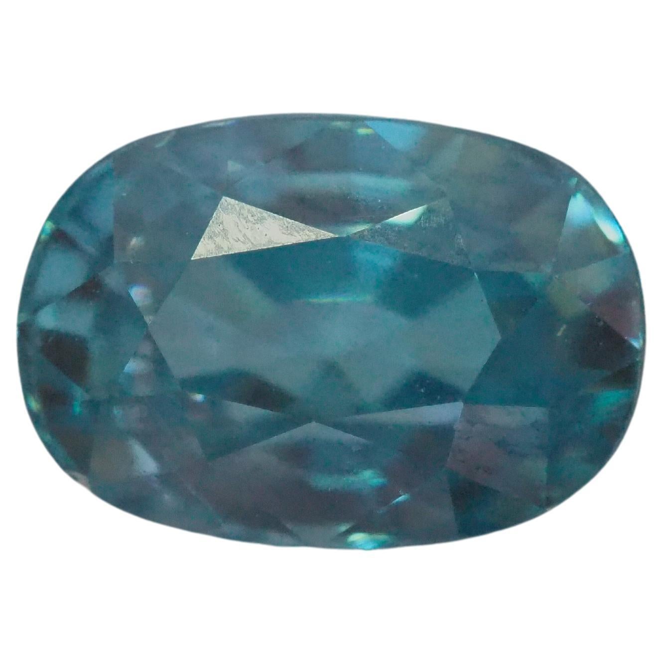 AIGS Certified 4.80ct Oval Blue Zircon, 10.27x7.09x5.89 mm For Sale