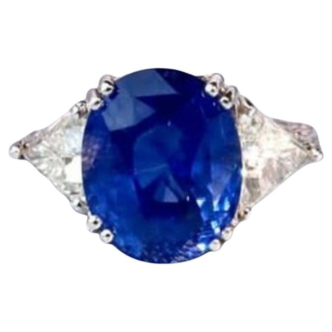 AIGS Certified 9.50 Carats Ceylon Sapphire 1.40 Ct Diamonds 18K Gold Ring en vente