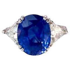 AIGS Certified 9.50 Carats Ceylon Sapphire 1.40 Ct Diamonds 18K Gold Ring