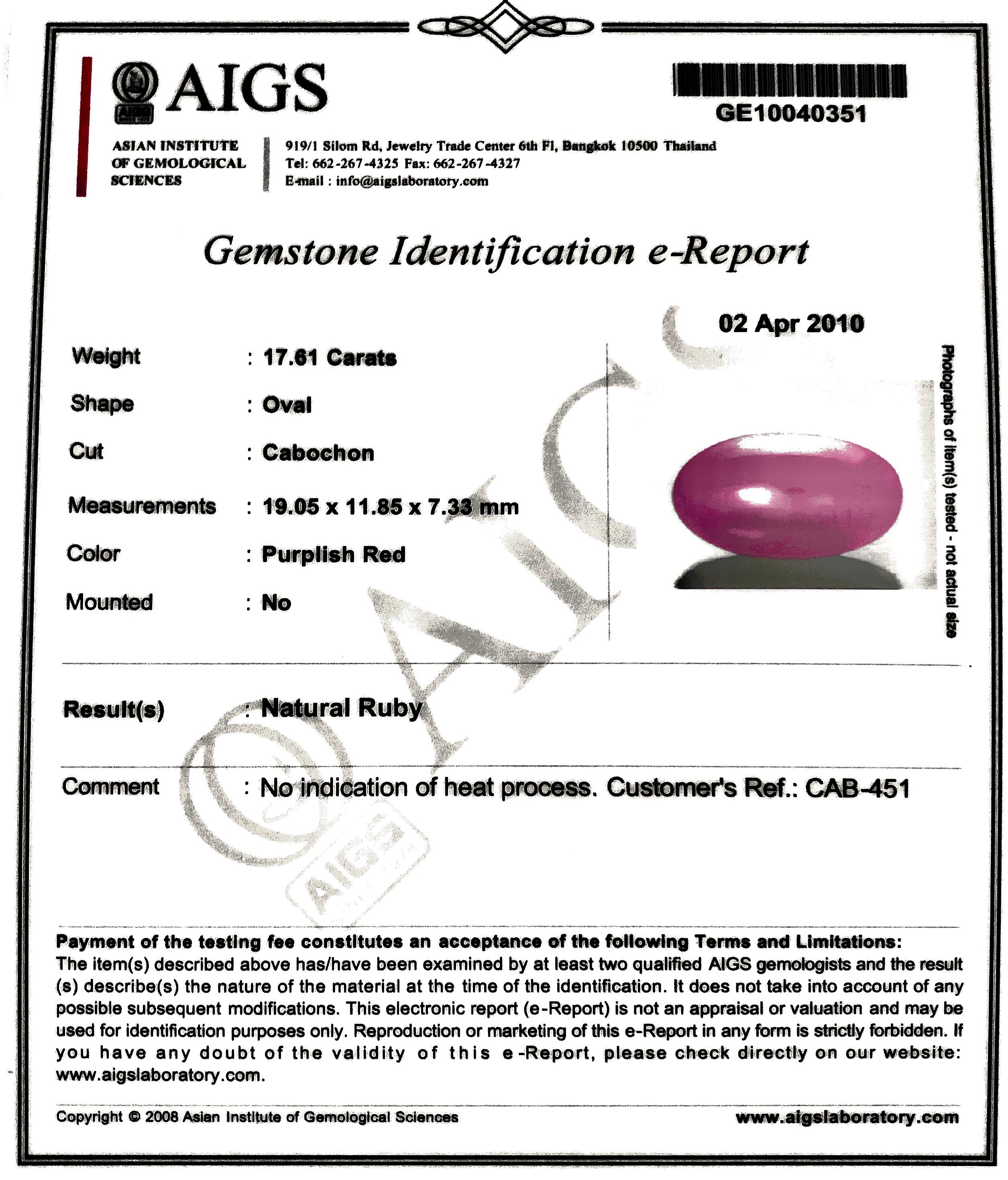 17.71 Carat Certified Untreated Ruby Diamond Platinum Ring For Sale 5