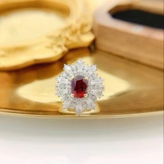 AIGS Certified Mozambique Pigeon Blood Ruby Cocktail Ring with Diamonds