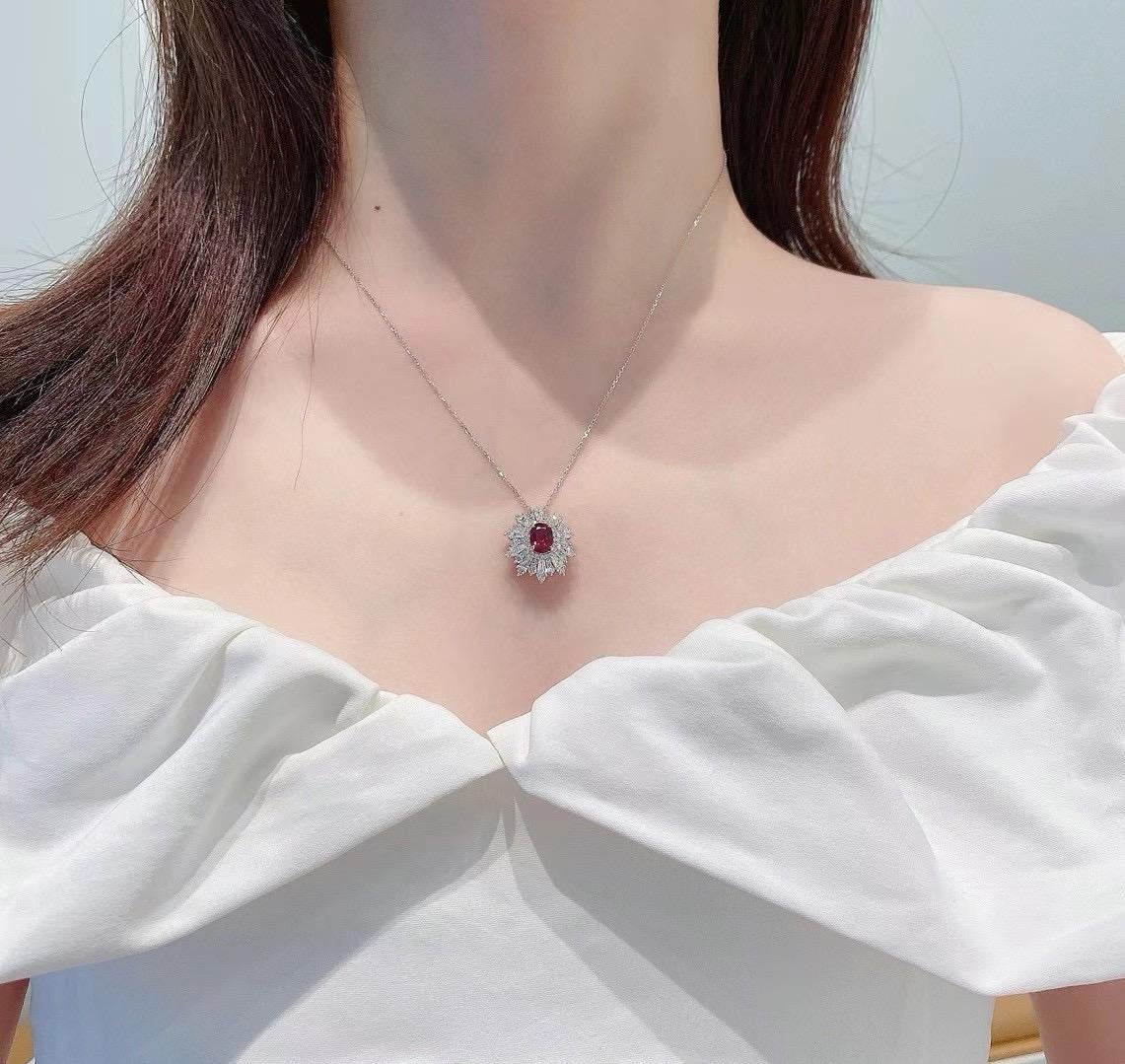 AIGS Certified Mozambique Pigeon Blood Ruby Cocktail Ring with Diamonds For Sale 1