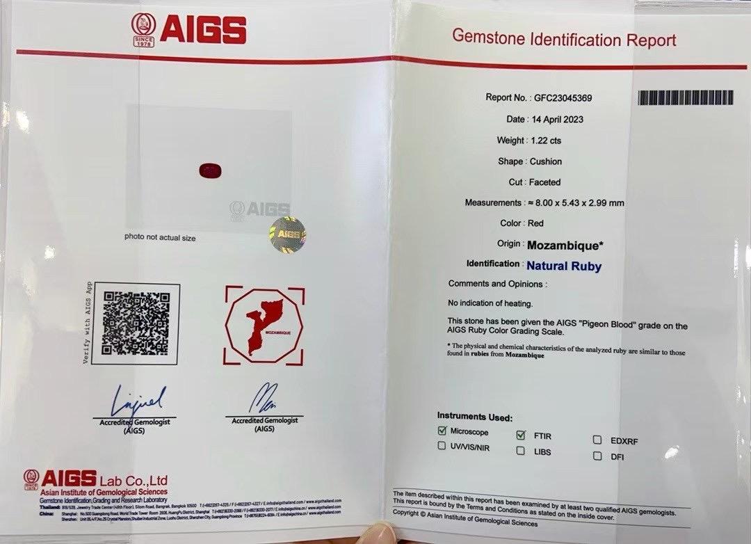 AIGS Certified Mozambique Pigeon Blood Ruby Cocktail Ring with Diamonds For Sale 2