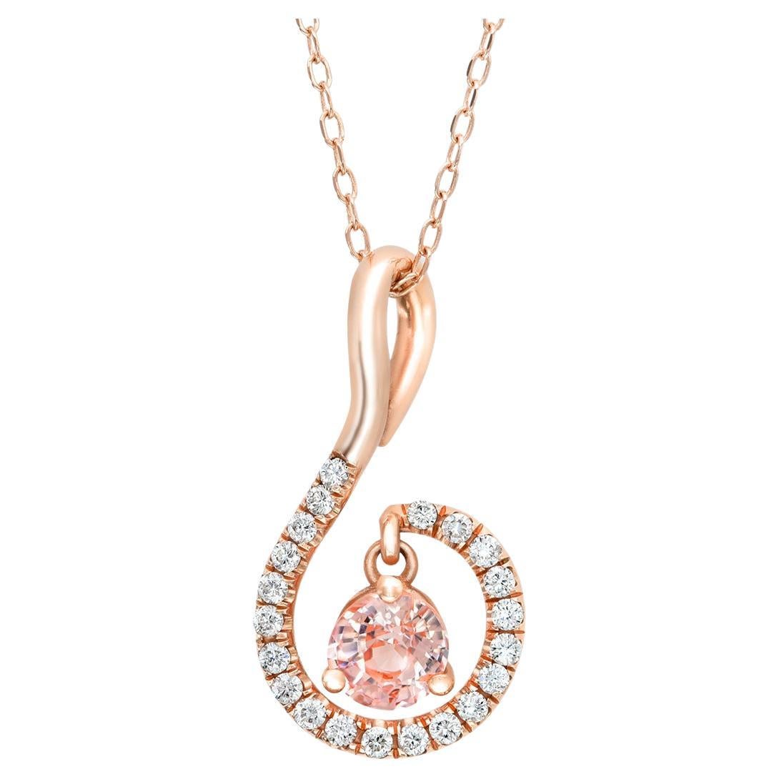 AIGS Certified 0.70 Carat Padparadscha Sapphire Diamond 14K Rose Gold Pendant For Sale