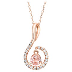 Colgante de zafiro Padparadscha sin calentar de 0,70 cts en 14KRG con informe Dia/AIGS