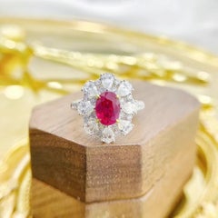 AIGS Certified Unheated 1.57 CT Ruby & Pear Cut Diamond Ring/Pendant