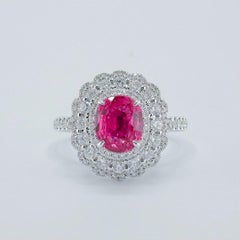 AIGS Certified Unheated Pigeon Blood Ruby Bague en or blanc 18K avec diamant