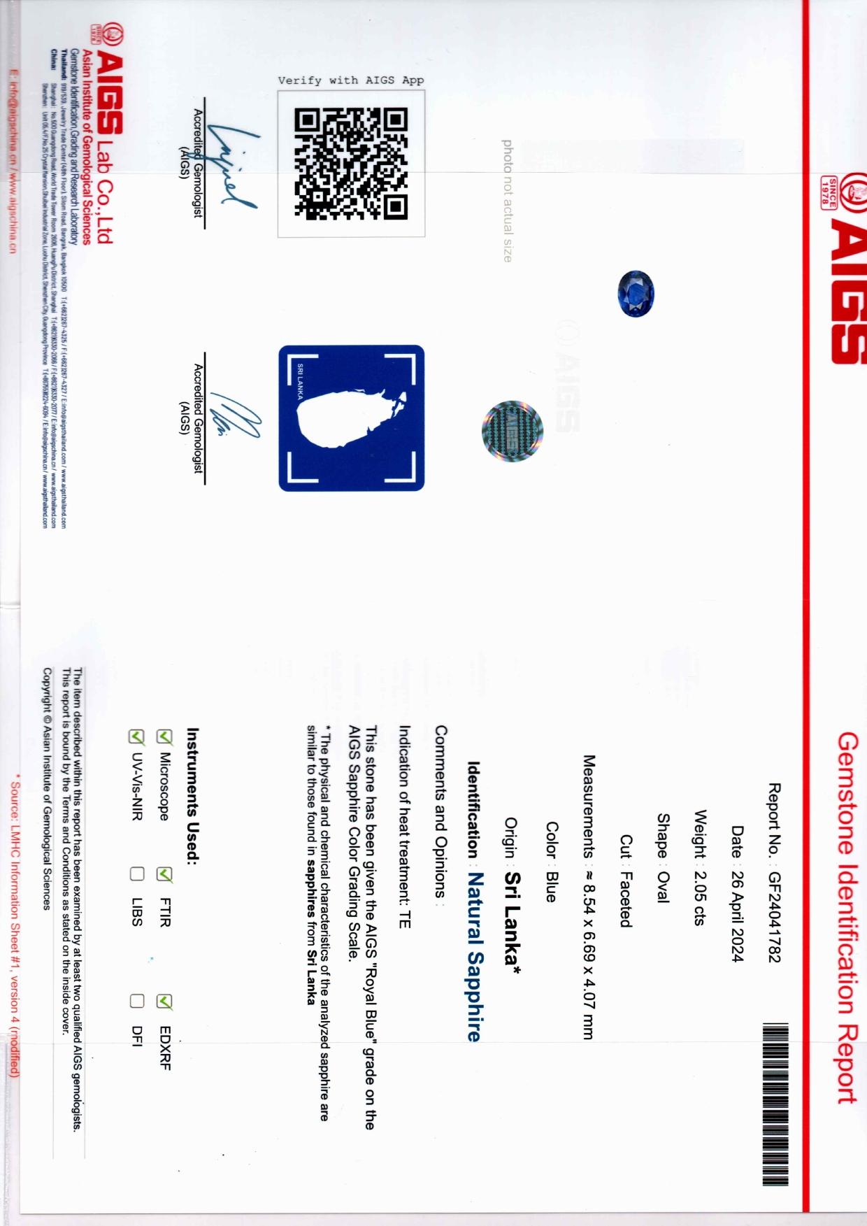 AIGS & GFCO	Certified Sapphire Ring For Sale 9