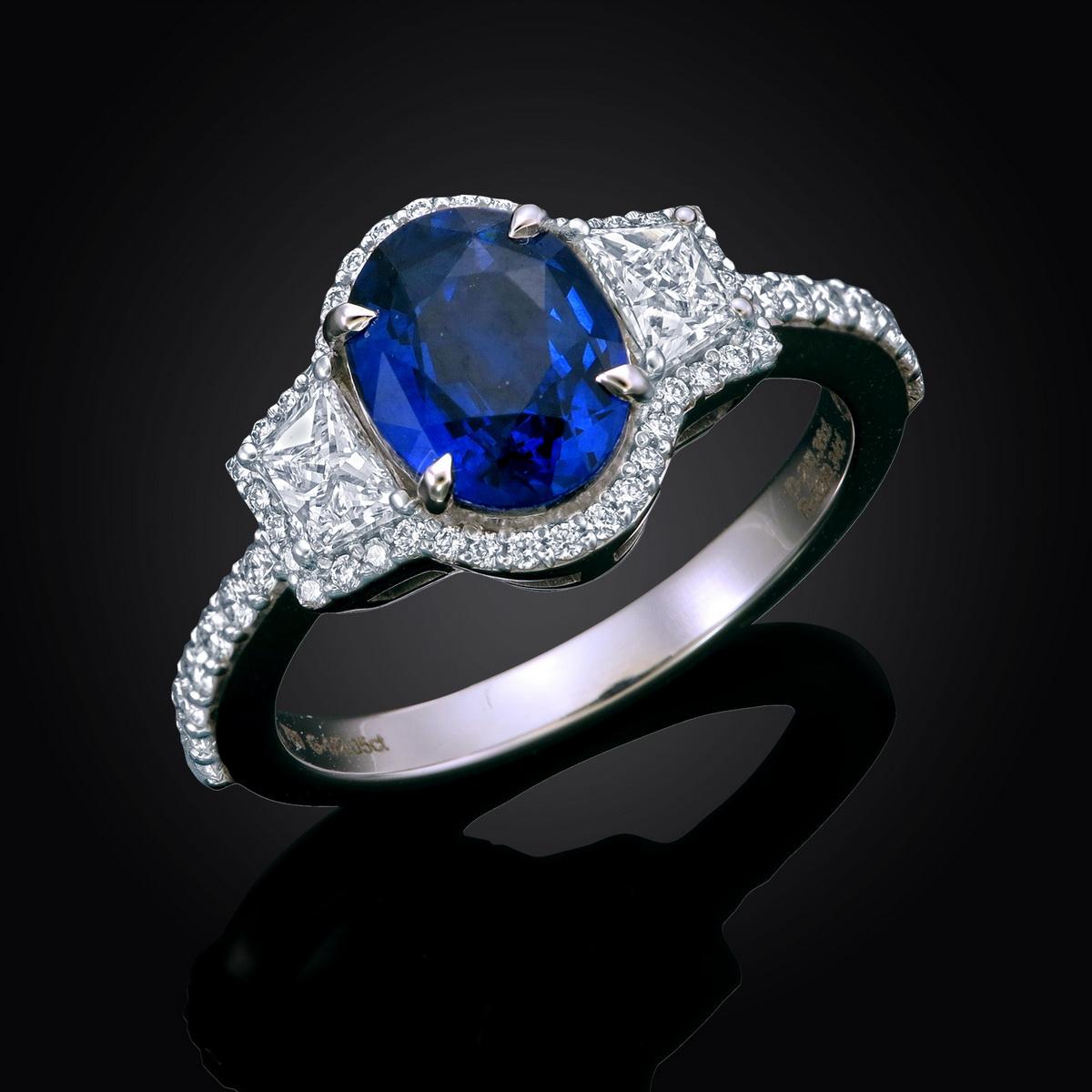 Oval Cut AIGS & GFCO	Certified Sapphire Ring For Sale
