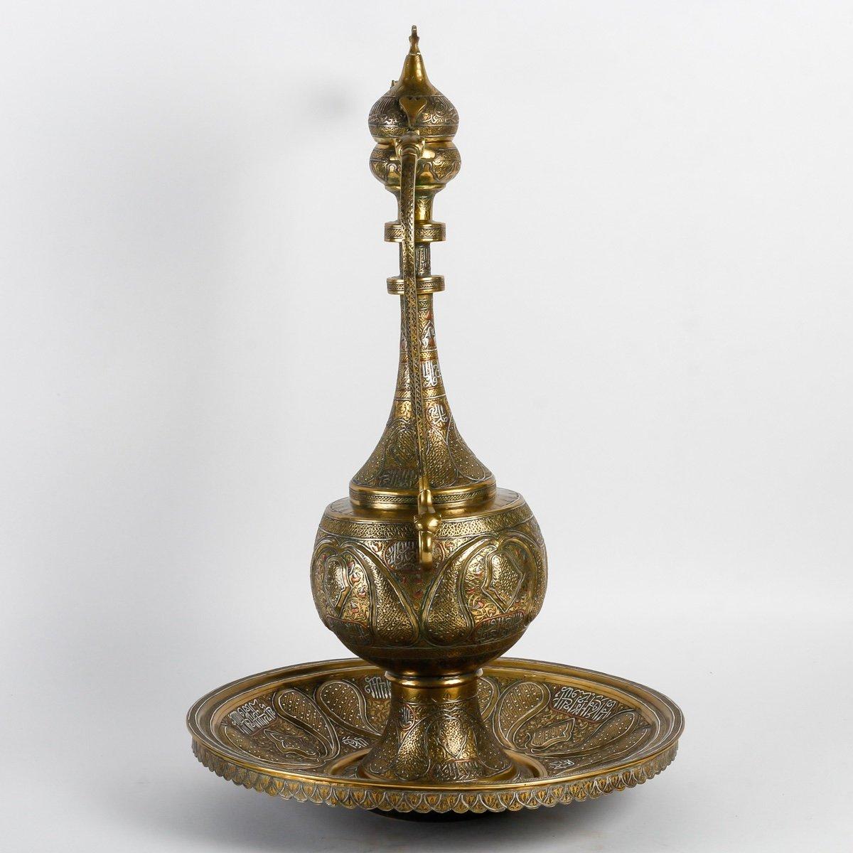 Islamic Aiguère in Brass and Silver from the XIXth Century, Syria.