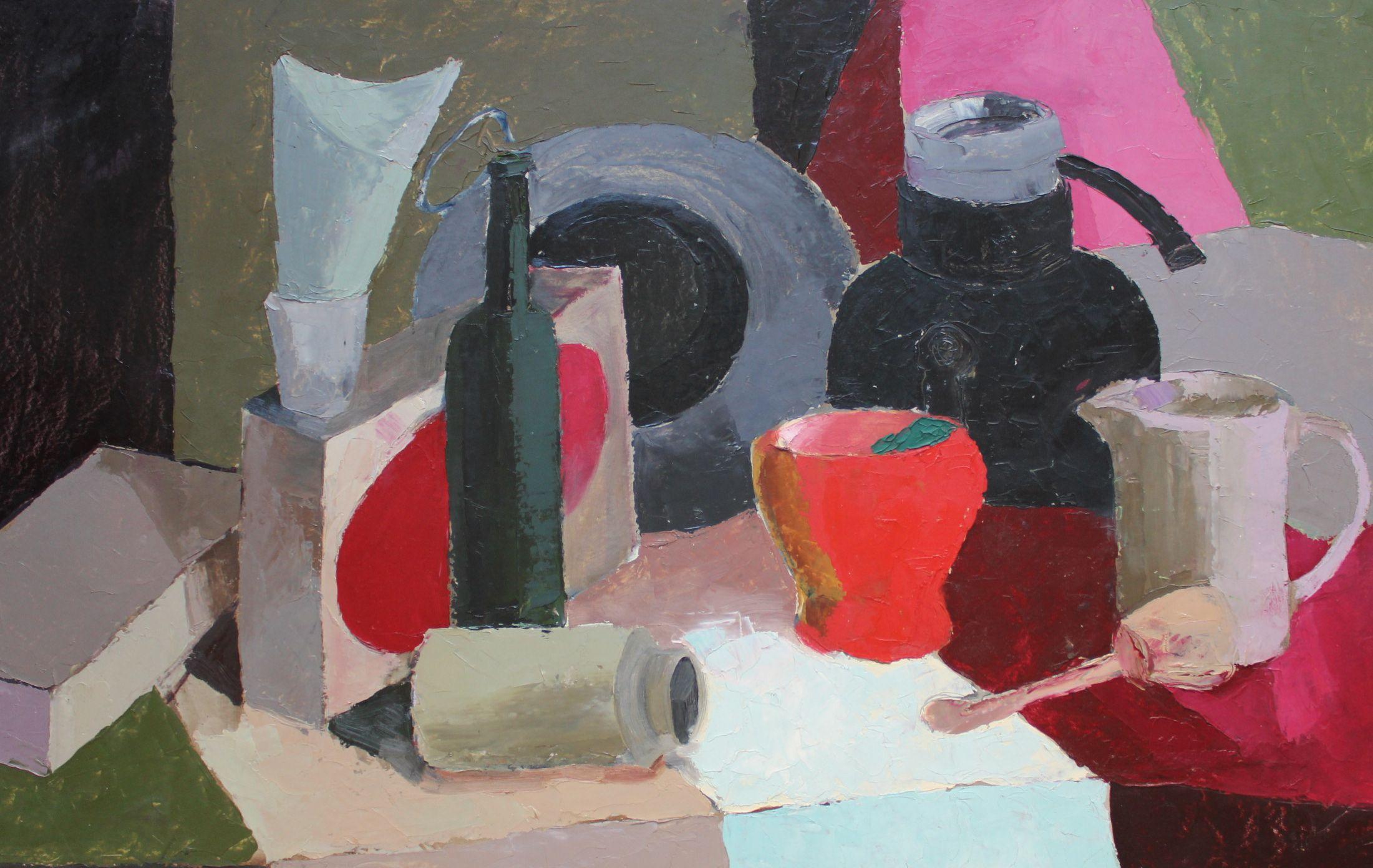 Stilleben  Öl/Karton, 69x99 cm, Öl. (Fauvismus), Painting, von Aija Zarina
