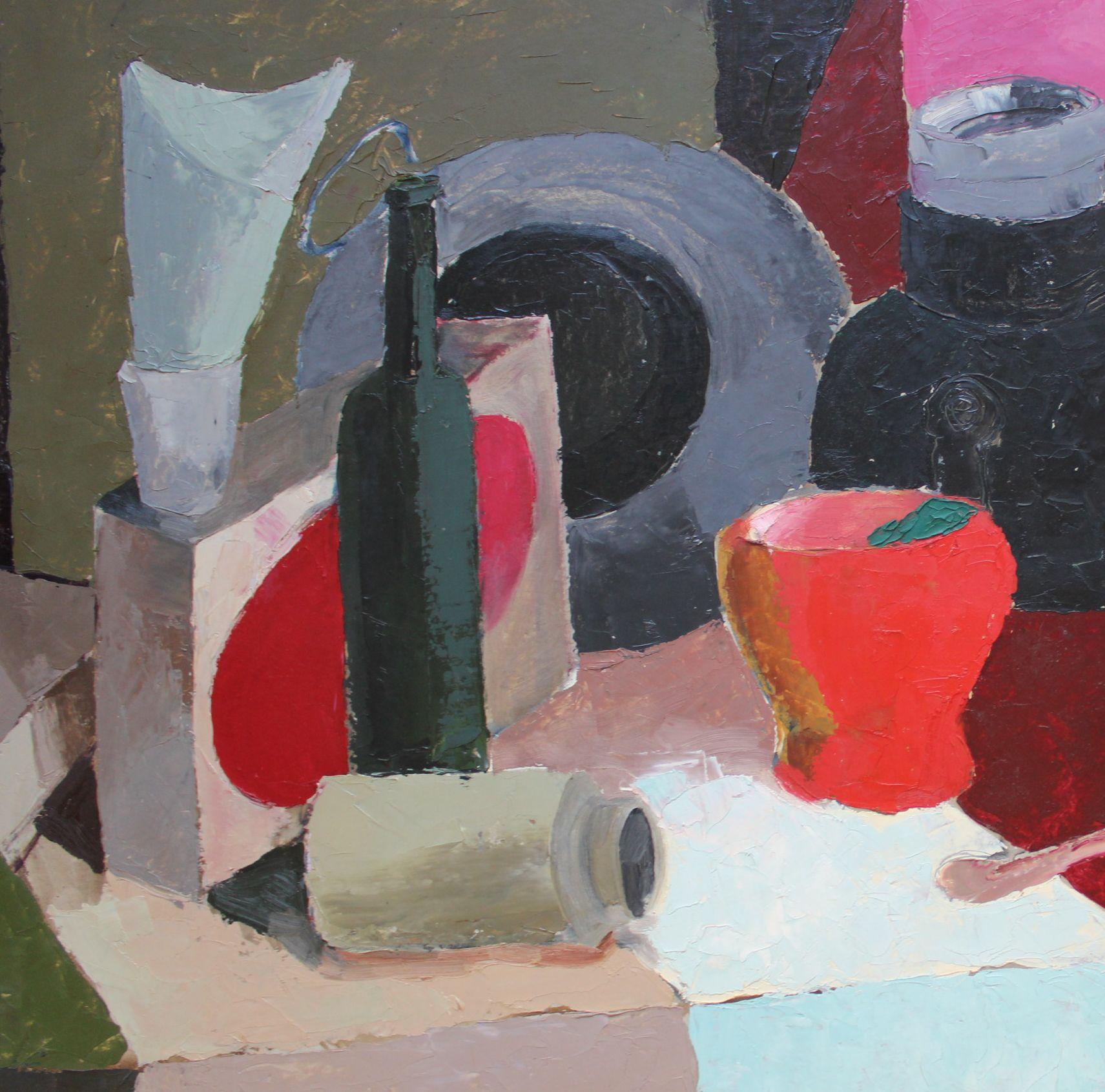 Stilleben  Öl/Karton, 69x99 cm, Öl. (Schwarz), Still-Life Painting, von Aija Zarina