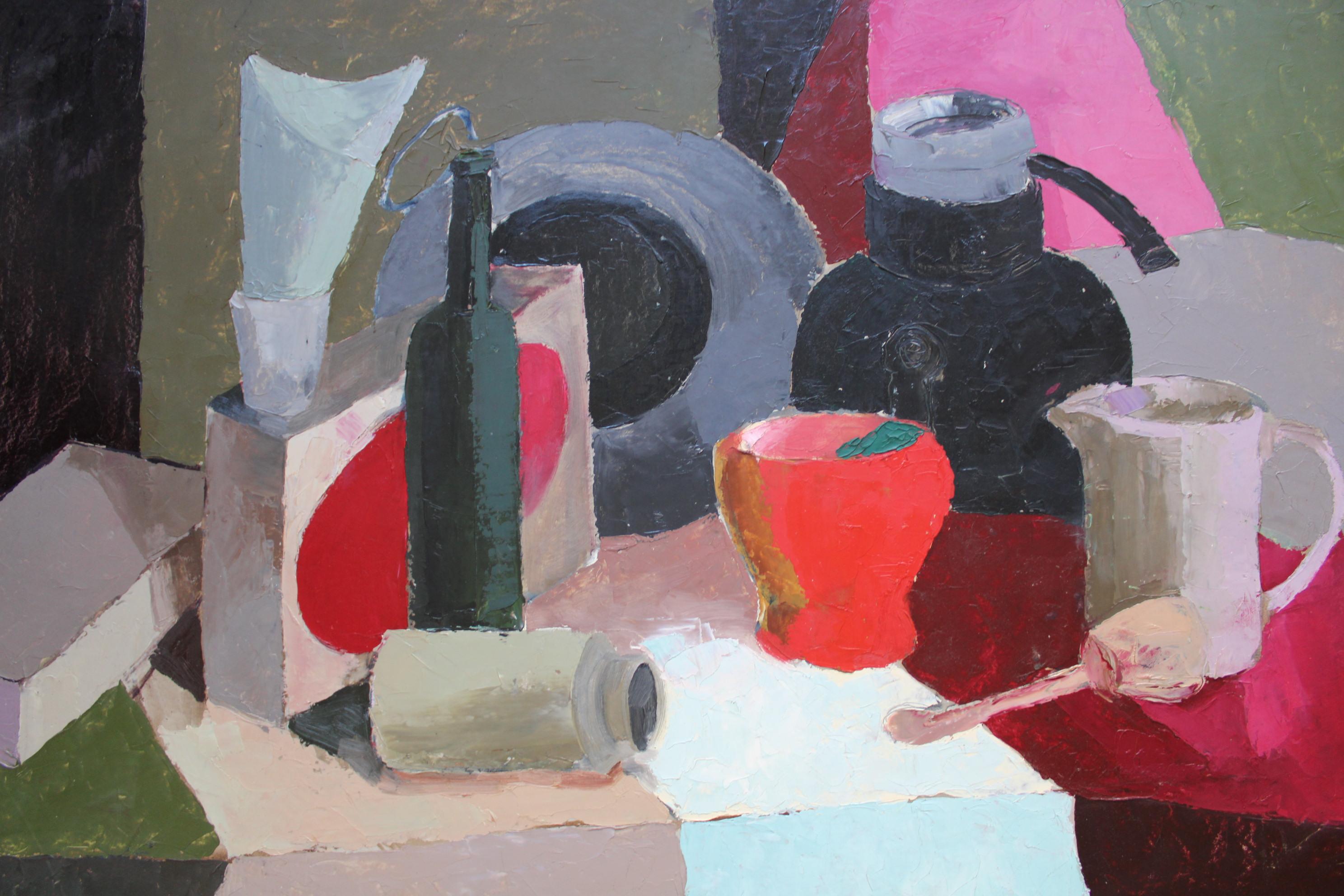 Stilleben  Öl/Karton, 69x99 cm, Öl. im Angebot 1