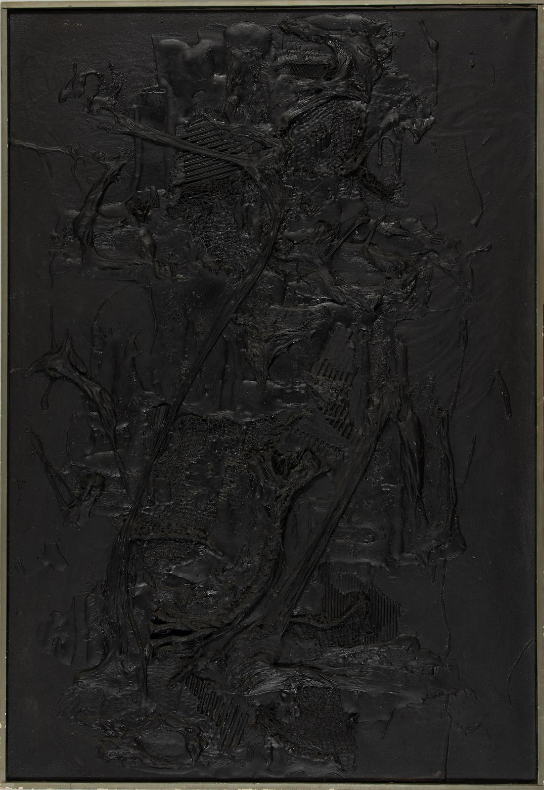 Composition by Aika Brown - Abstract, Mixed media, Modern, Black, Large-scale For Sale 1
