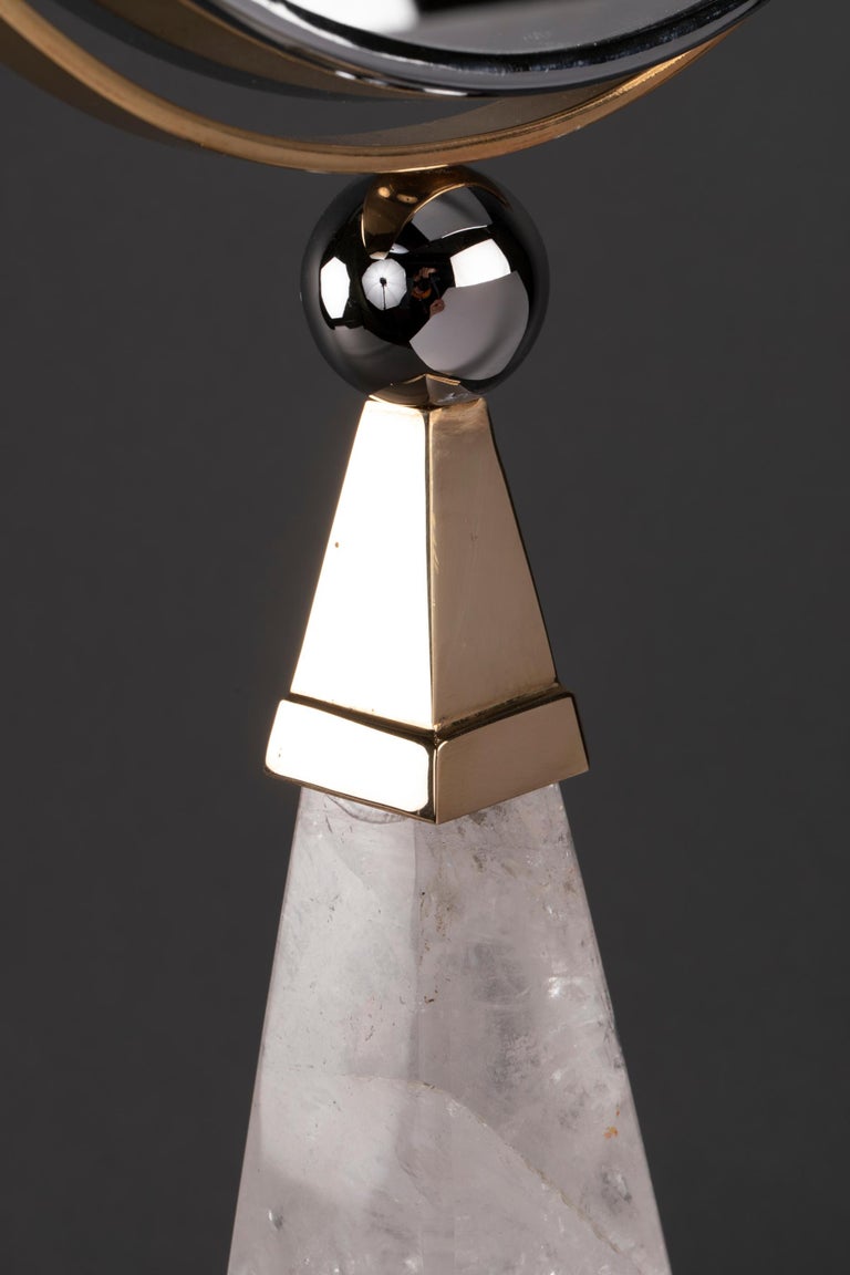 Aiko Collection Hand Mirror And Pair Of Rock Crystal Lamps By Alexandre Vossion For Sale At 1stdibs
