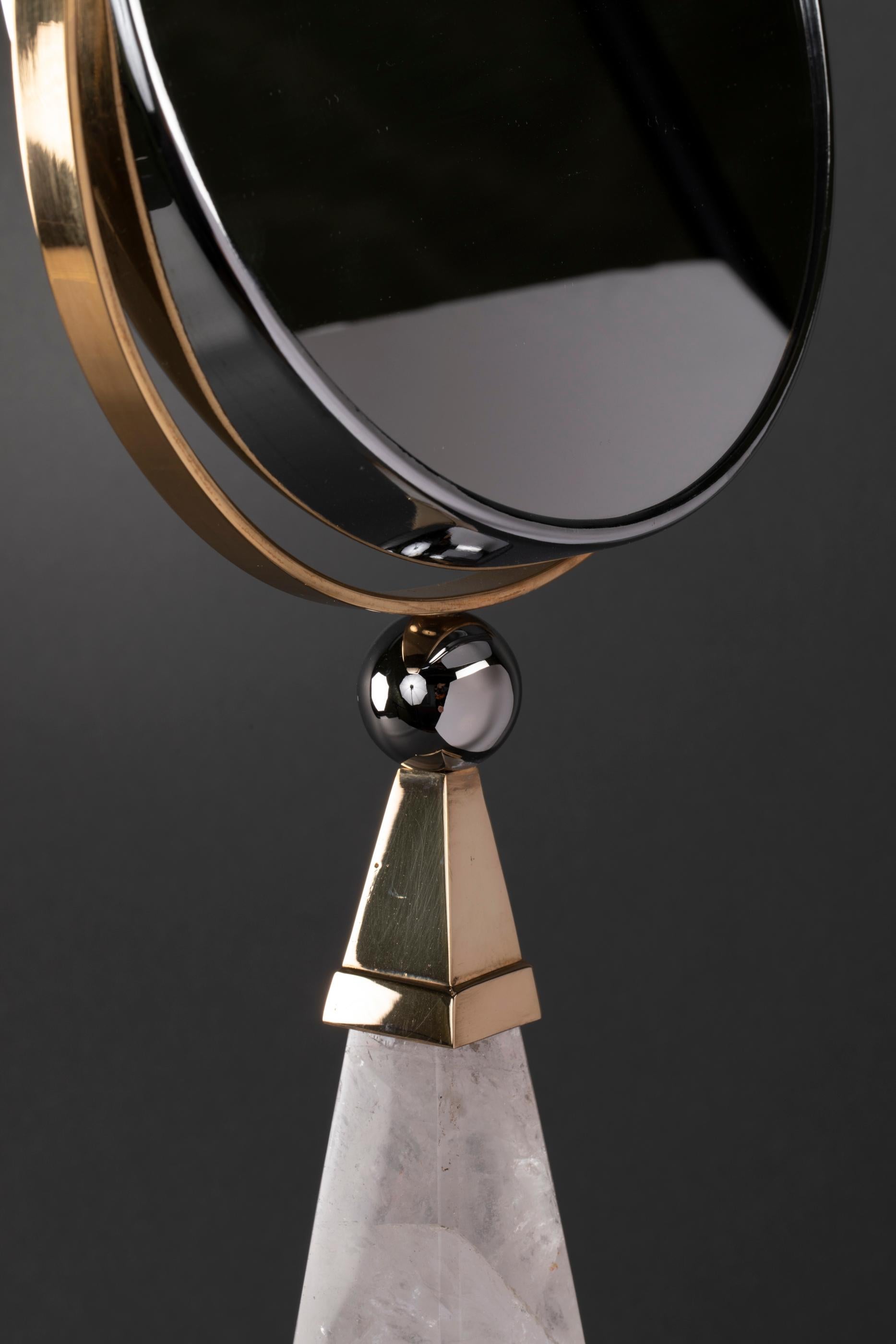Aiko Collection Hand Mirror and Pair of Rock Crystal Lamps by Alexandre Vossion In New Condition For Sale In SAINT-OUEN, FR