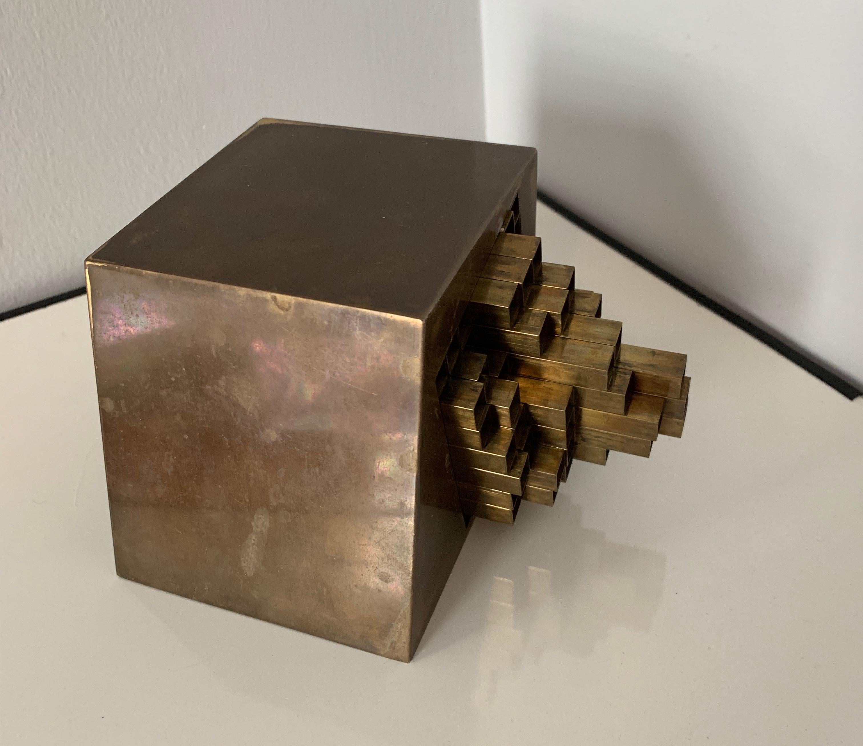 Aiko Miyawaki Brass Puzzle, Sculpture Desk Accessory Midcentury 7
