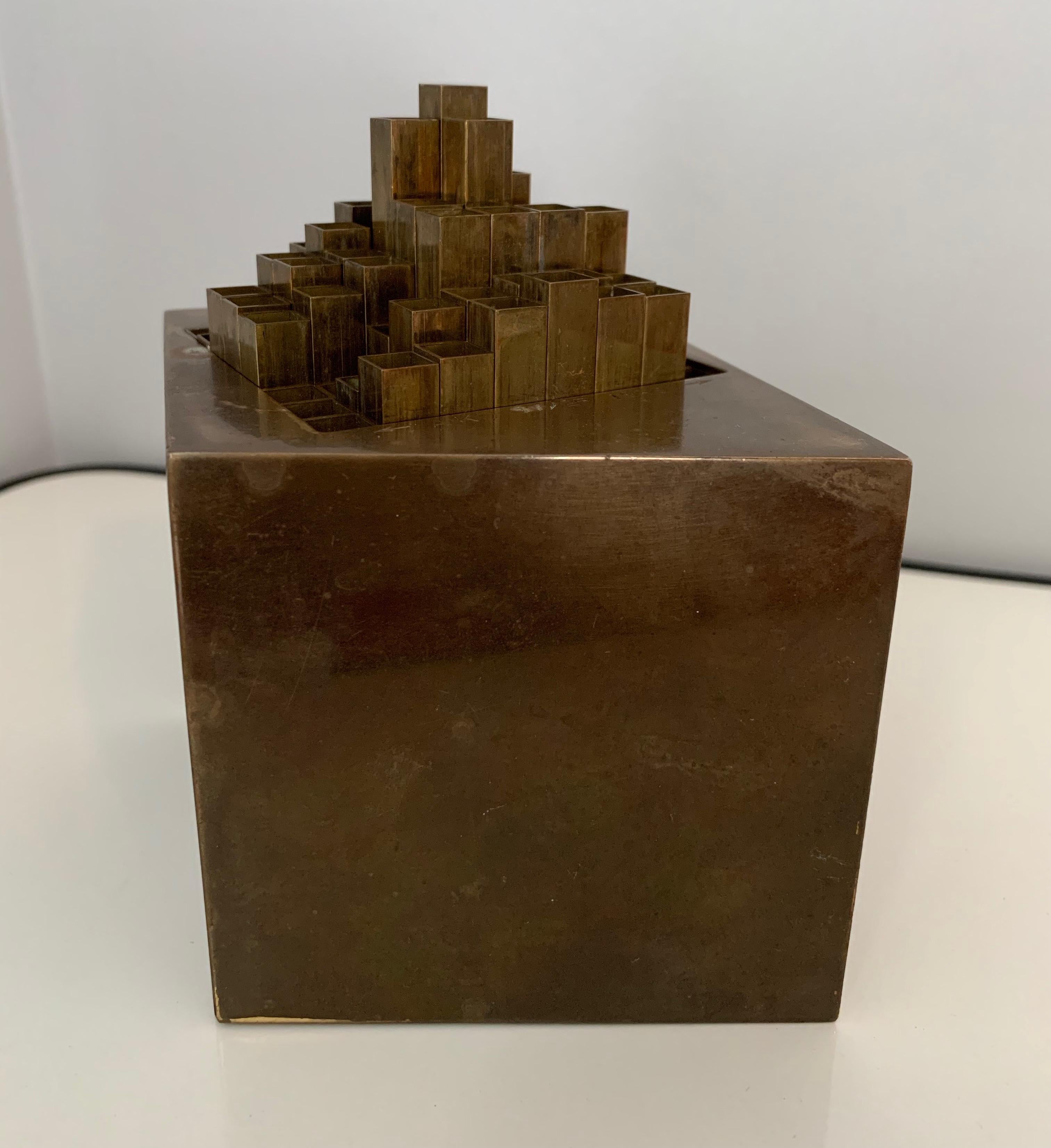Aiko Miyawaki Brass Puzzle, Sculpture Desk Accessory Midcentury In Good Condition In Philadelphia, PA